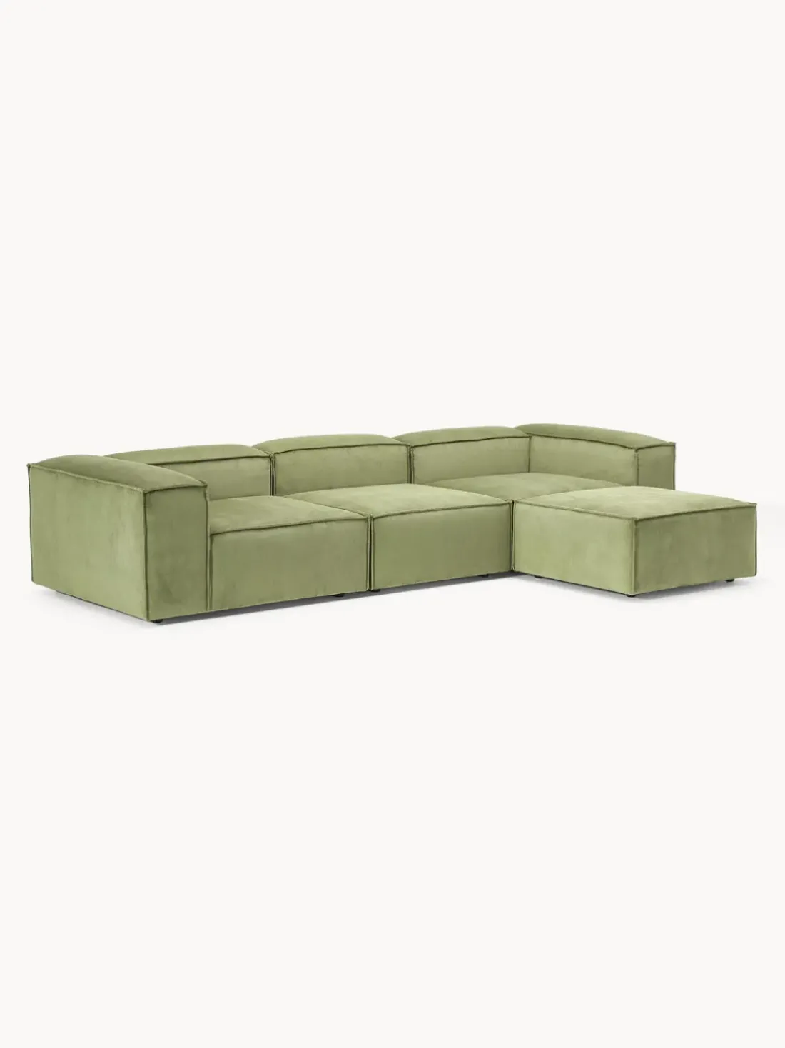 Sofá rinconera modular de pana con reposapiés izquierdo/derecho Lennon (4 plazas)