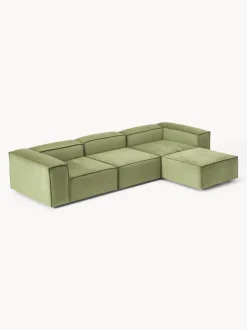 Sofá rinconera modular de pana con reposapiés izquierdo/derecho Lennon (4 plazas)