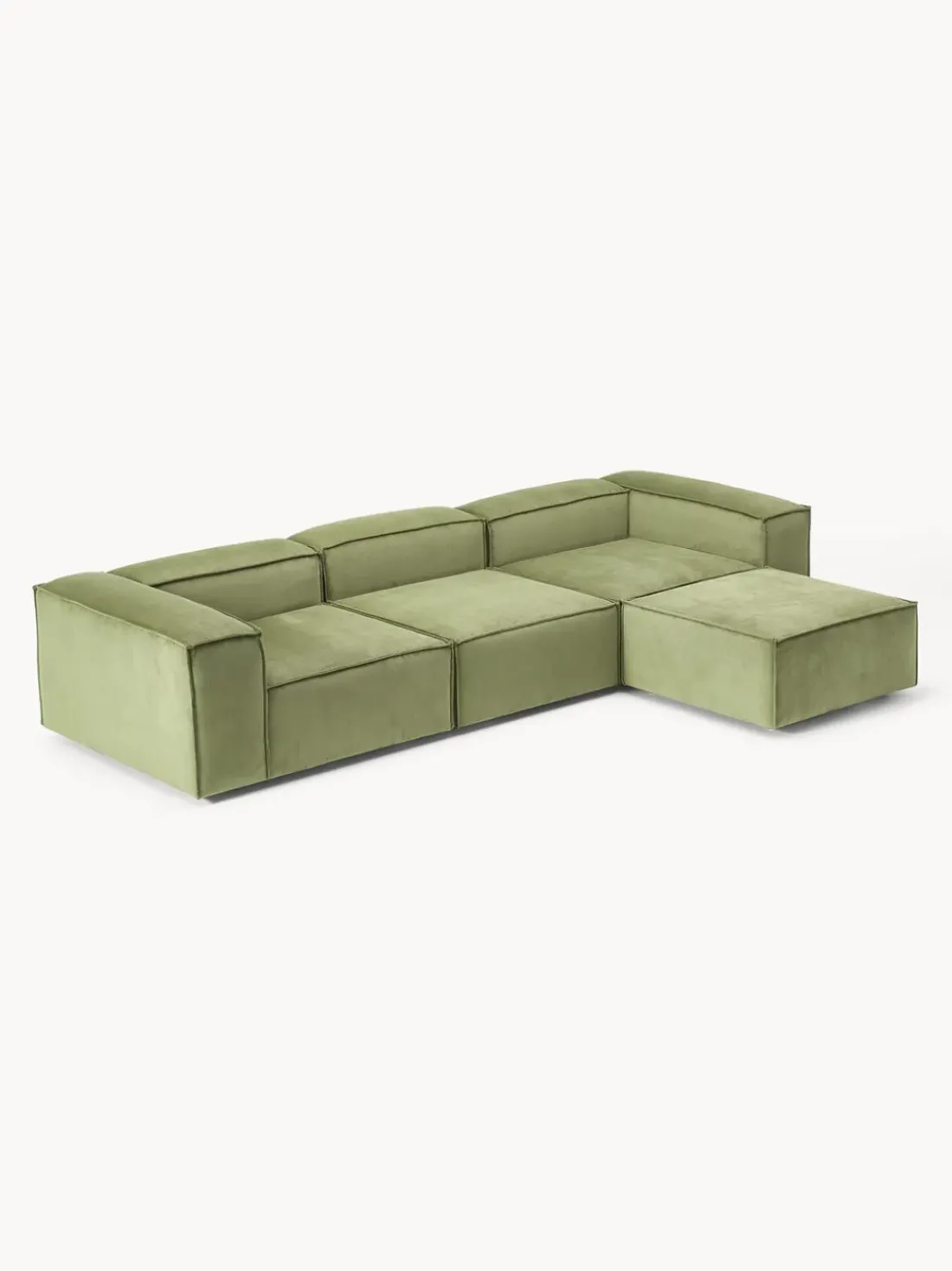 Sofá rinconera modular de pana con reposapiés izquierdo/derecho Lennon (4 plazas)