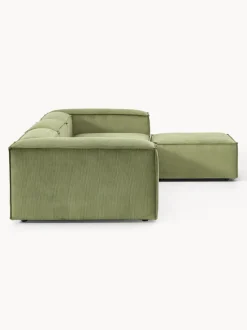 Sofá rinconera modular de pana con reposapiés izquierdo/derecho Lennon (4 plazas)