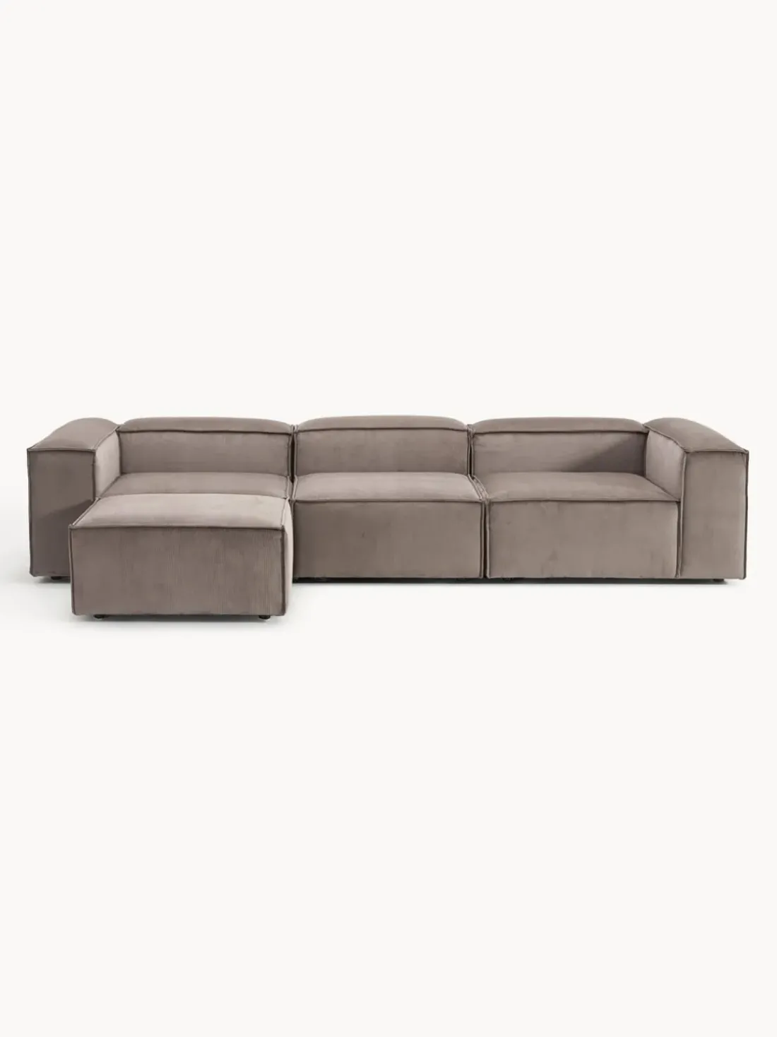 Sofá rinconera modular de pana con reposapiés izquierdo/derecho Lennon (4 plazas)