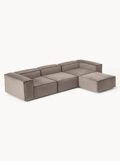Sofá rinconera modular de pana con reposapiés izquierdo/derecho Lennon (4 plazas)