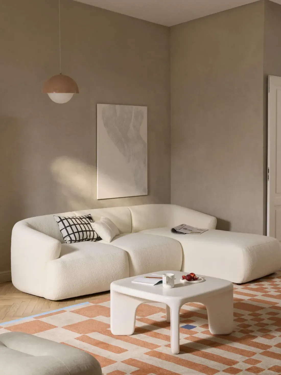 Sofá rinconera modular en tejido bouclé Sofia (3 plazas)