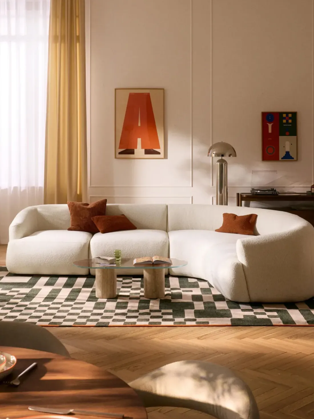 Sofá rinconera modular en tejido bouclé Sofia (4 plazas)