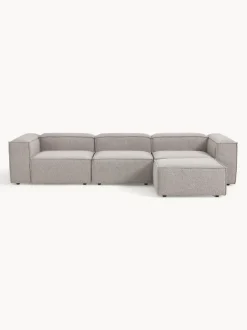 Sofá rinconera modular en tejido bouclé con reposapiés izquierdo/derecho Lennon (4 plazas)