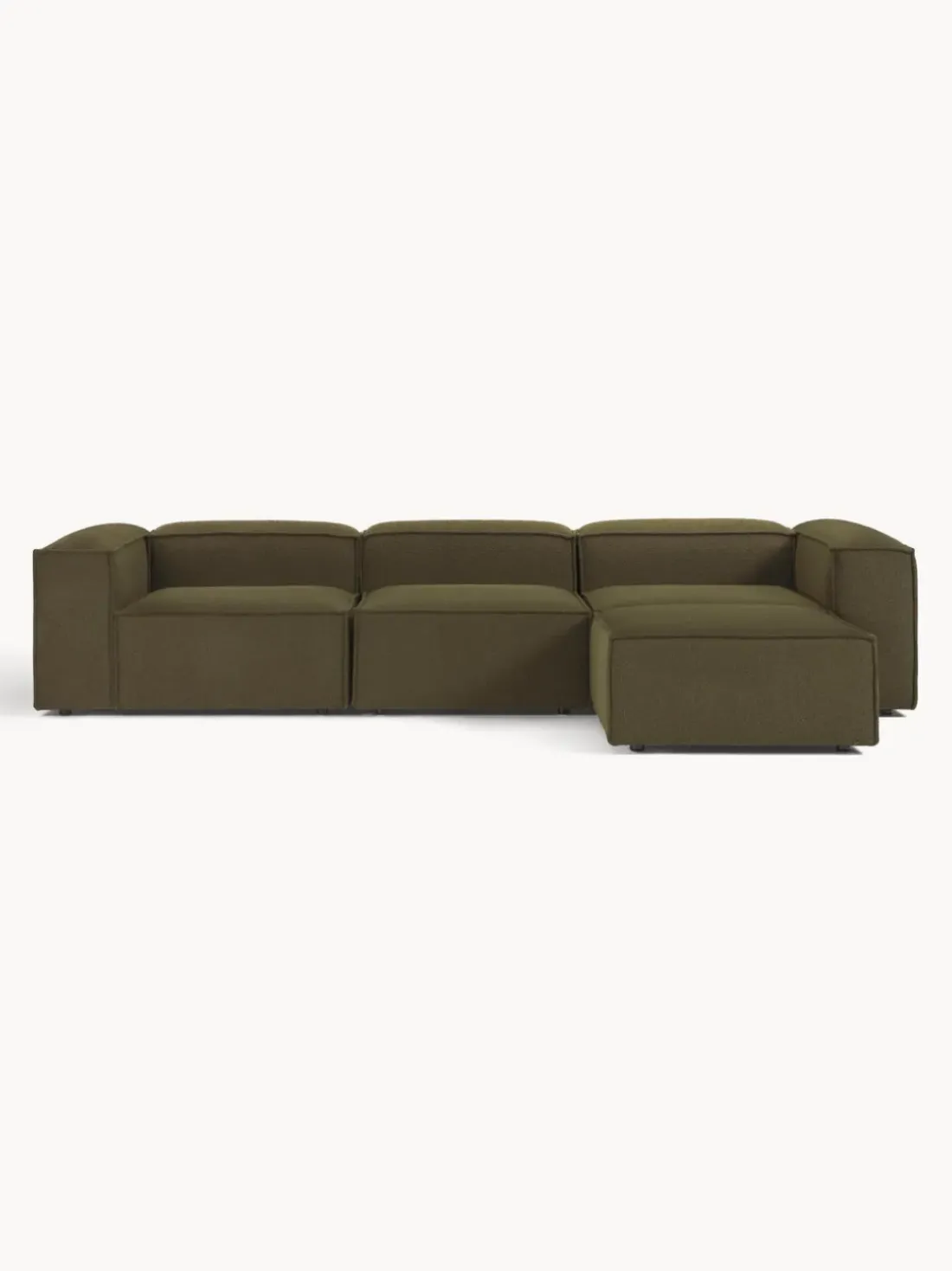 Sofá rinconera modular en tejido bouclé con reposapiés izquierdo/derecho Lennon (4 plazas)