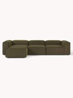 Sofá rinconera modular en tejido bouclé con reposapiés izquierdo/derecho Lennon (4 plazas)