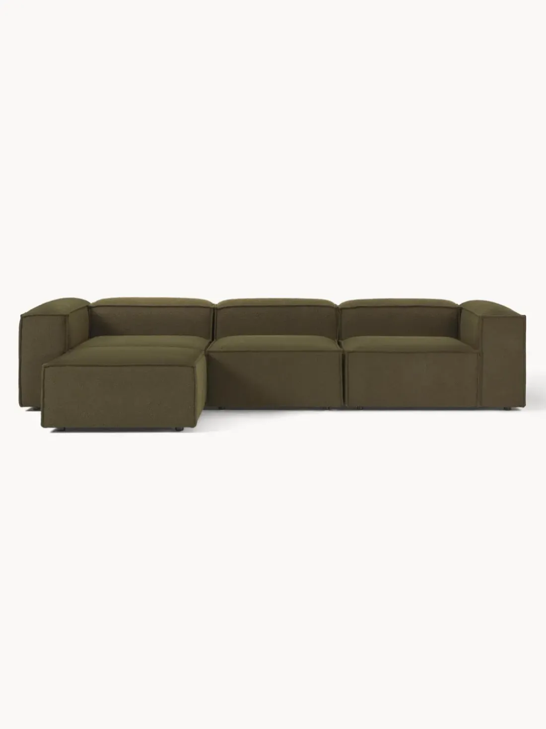 Sofá rinconera modular en tejido bouclé con reposapiés izquierdo/derecho Lennon (4 plazas)