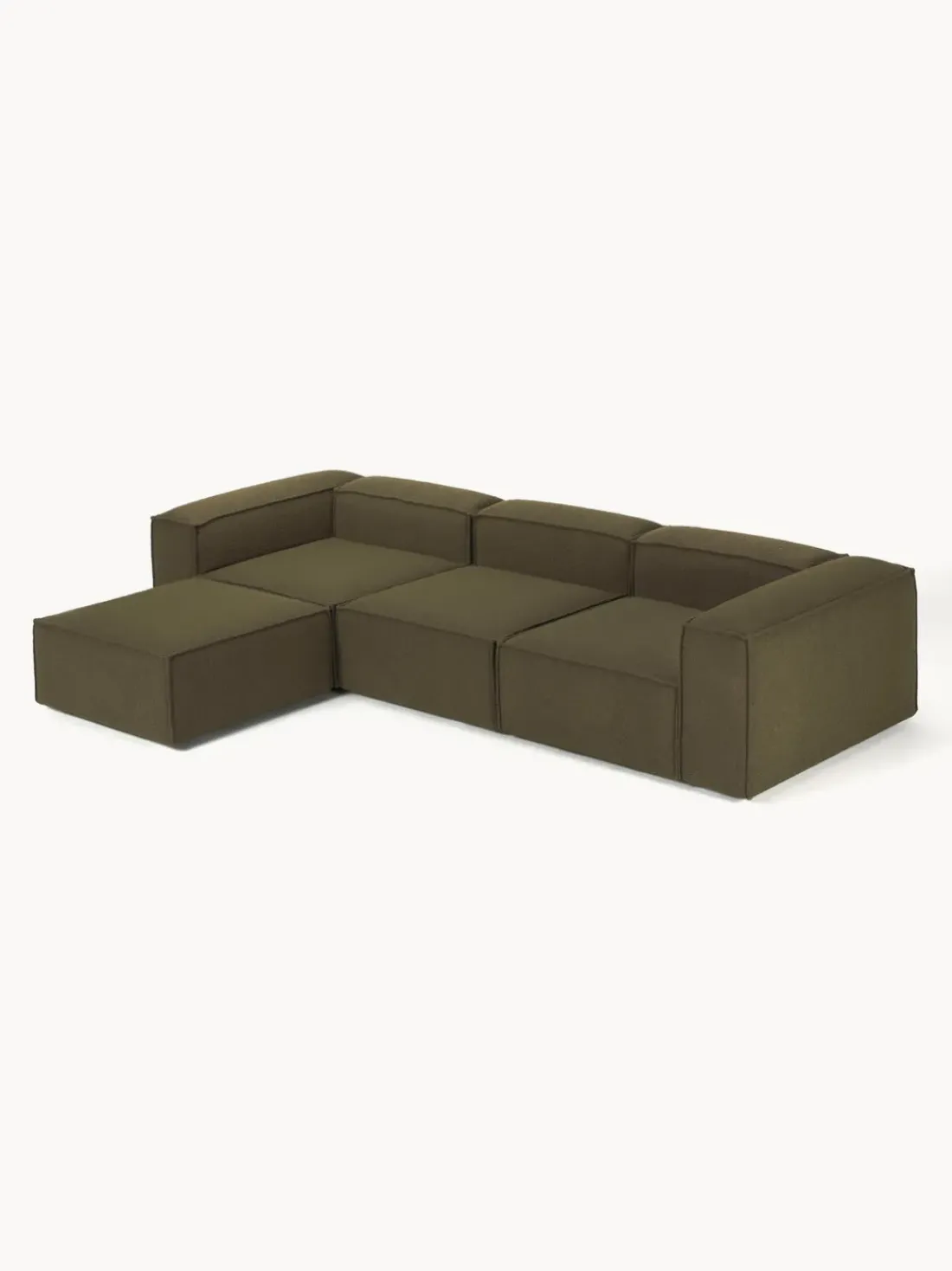 Sofá rinconera modular en tejido bouclé con reposapiés izquierdo/derecho Lennon (4 plazas)