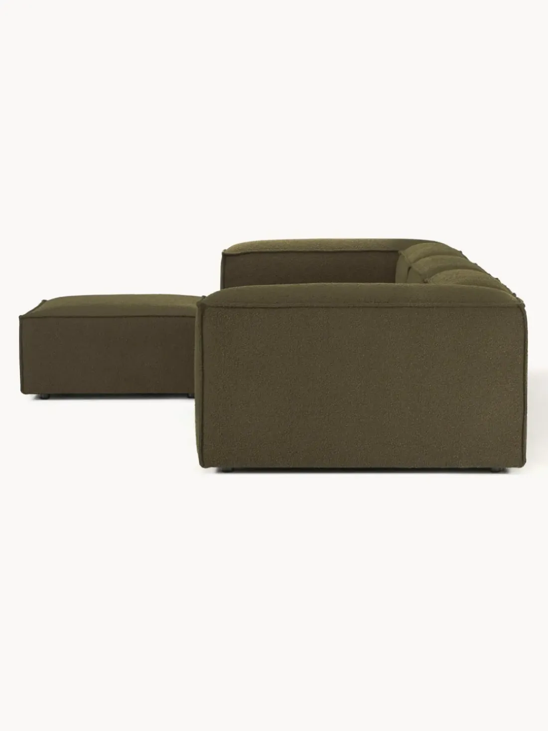 Sofá rinconera modular en tejido bouclé con reposapiés izquierdo/derecho Lennon (4 plazas)