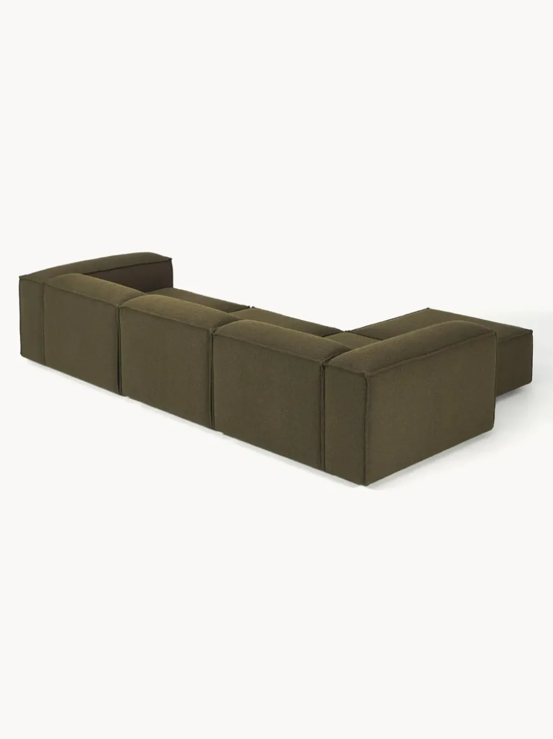 Sofá rinconera modular en tejido bouclé con reposapiés izquierdo/derecho Lennon (4 plazas)