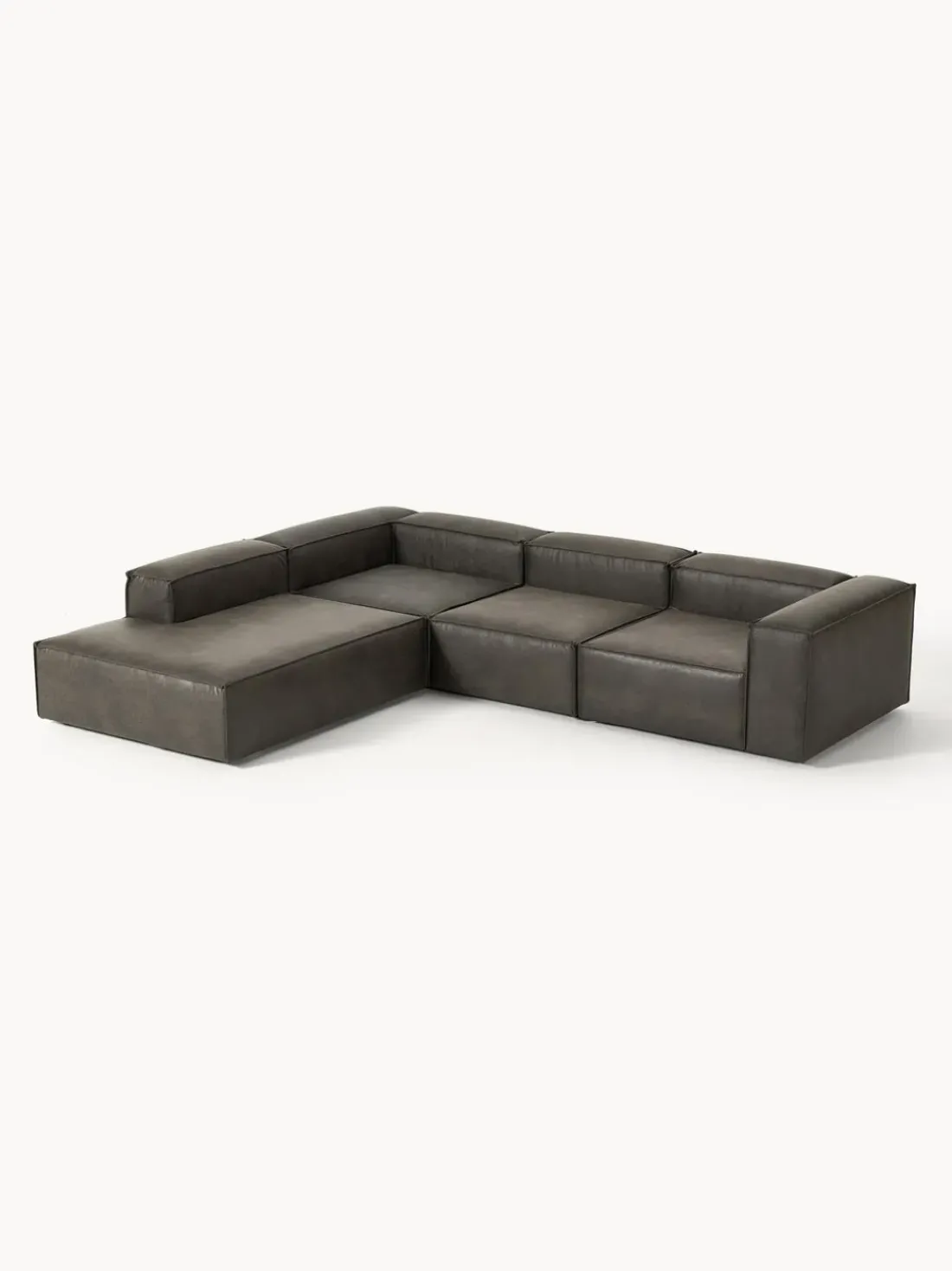 Sofá rinconera modular grande de cuero reciclado Lennon