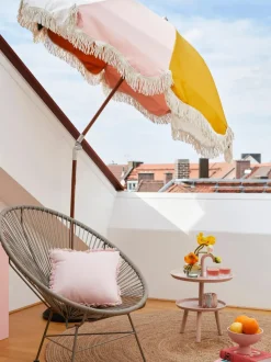 Sombrilla con flecos plegable Retro, Ø 180 cm