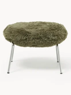 Taburete de cuero sintético con patas de metal Luan