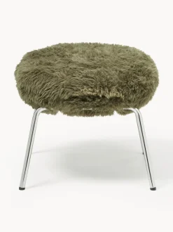 Taburete de cuero sintético con patas de metal Luan