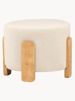 Taburete de lino con patas de madera Coffey