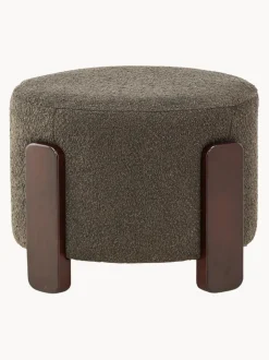 Taburete de tejido bouclé con patas de madera Coffey