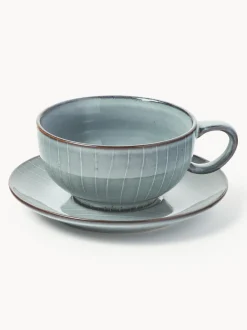 Taza artesanal con platillo Nordic Sea