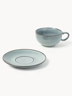 Taza artesanal con platillo Nordic Sea