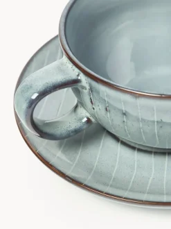 Taza artesanal con platillo Nordic Sea