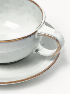 Taza artesanal con platito Nordic Sand