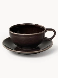 Taza con platito artesanal arteasanal Nordic Coal