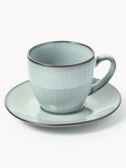 Taza de café con platito artesanal Nordic Sea