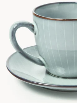 Taza de café con platito artesanal Nordic Sea