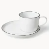 Taza de café con platito artesanal de porcelana Salt
