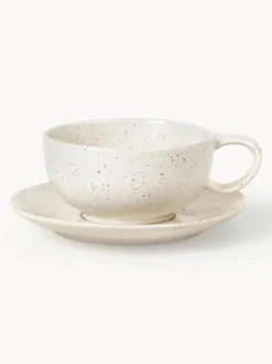 Taza de té con platito artesanal Nordic Vanilla