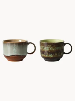 Tazas artesanales con esmalte reactivo 70's, 2 uds.