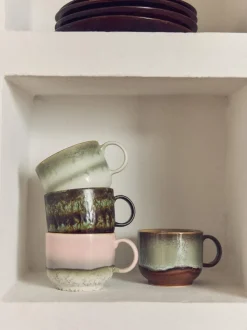 Tazas artesanales con esmalte reactivo 70's, 2 uds.