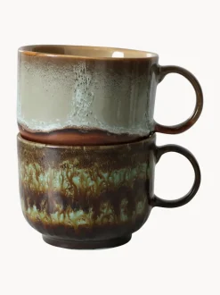 Tazas artesanales con esmalte reactivo 70's, 2 uds.