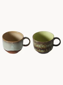 Tazas artesanales con esmalte reactivo 70's, 2 uds.