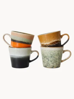 Tazas artesanales con esmalte reactivo 70s, 4 uds.