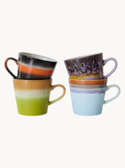 Tazas artesanales con esmalte reactivo 70s, 4 uds.