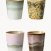 Tazas artesanales con esmalte reactivo 70's, 4 uds.