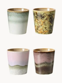 Tazas artesanales con esmalte reactivo 70's, 4 uds.