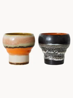Tazas artesanales de gres 70's, 2 uds.