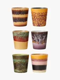Tazas artesanales de gres 70's, 6 uds.