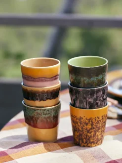 Tazas artesanales de gres 70's, 6 uds.
