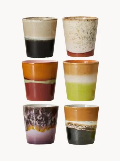 Tazas artesanales esmaltada 70s, 6 uds.