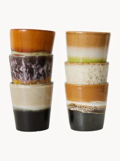 Tazas artesanales esmaltada 70s, 6 uds.