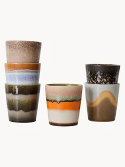 Tazas artesanales esmaltada 70s, 6 uds.