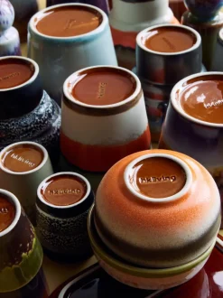 Tazas artesanales esmaltada 70s, 6 uds.