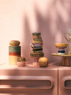 Tazas artesanales 70's, 4 uds.