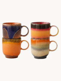 Tazas artesanales 70's, 4 uds.