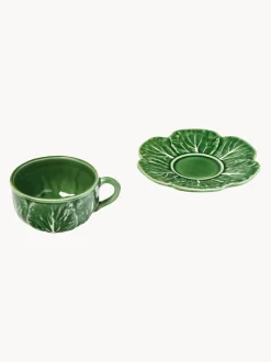 Tazas con platitos pintadas a mano Cabbage, 4 uds.
