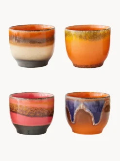 Tazas de café artesanales de cerámica 70's, 4 uds.