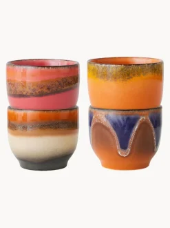 Tazas de café artesanales de cerámica 70's, 4 uds.